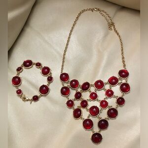 Red and gold necklace and bracelet SET